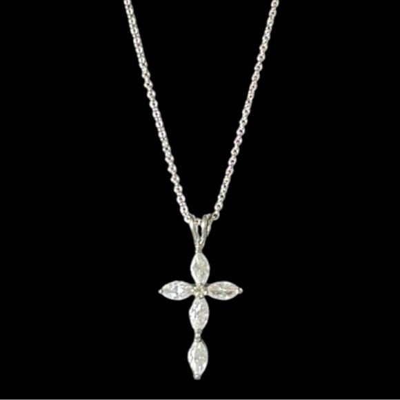 Jewelry - Sterling Silver Cubic Zirconia Cross Necklace